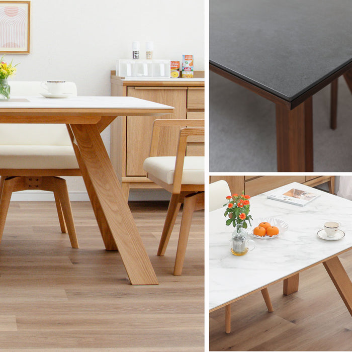 ダイニングテーブル 4人 幅150cm セラミック天板 オーク ウォールナット 突板 高級感