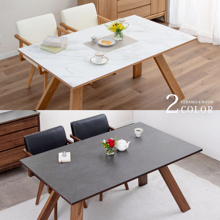 ダイニングテーブル 4人 幅150cm セラミック天板 オーク ウォールナット 突板 高級感