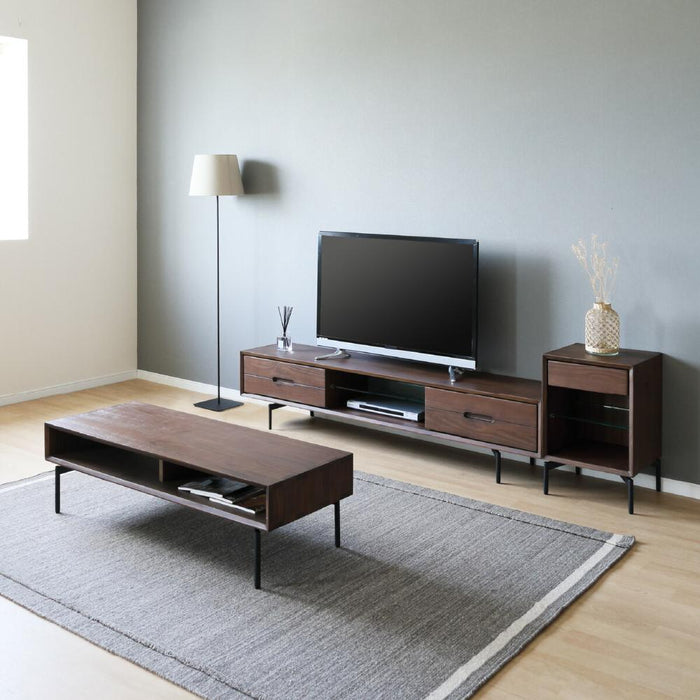 テレビボード 150 おしゃれ アイアン脚 テレビ台 天然木 パイン材 150cm 50インチ テレビ台 ローボード 150 脚付き 北欧 ヴィンテージ感 ナチュラル 引き出し ガラス棚 シギヤマ tvボード 高級感 リビング収納 ブラウン シギヤマ家具
