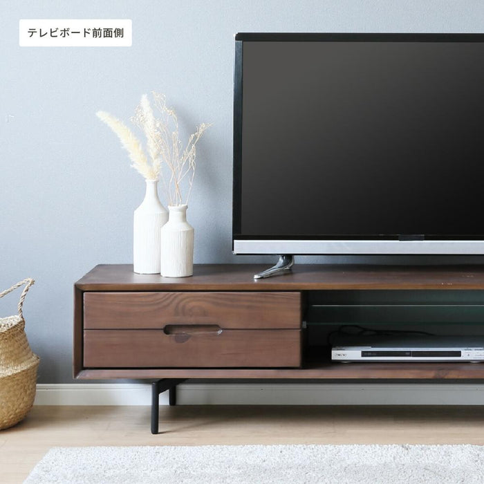 テレビボード 150 おしゃれ アイアン脚 テレビ台 天然木 パイン材 150cm 50インチ テレビ台 ローボード 150 脚付き 北欧 ヴィンテージ感 ナチュラル 引き出し ガラス棚 シギヤマ tvボード 高級感 リビング収納 ブラウン シギヤマ家具