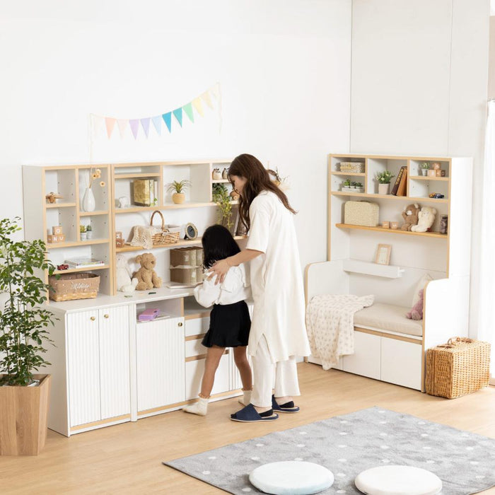 ローチェスト チェスト 子供用 お片付けラック オープンラック 引き出し収納 大容量 完成品 幅110cm キッズ 子供 ジュニア 収納 木製 おもちゃ箱 オープン かわいい