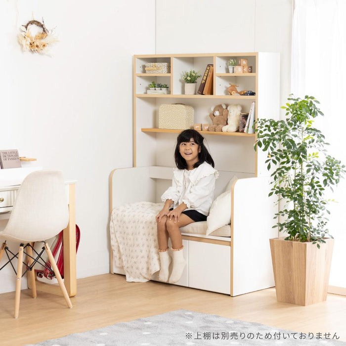 ベンチ 収納 木製 キッズ 完成品 おしゃれ ローチェスト クッション 北欧 ホワイト座れる おもちゃ箱 リビング ダイニング シンプル コンパクト 引き出し クッション 幅110