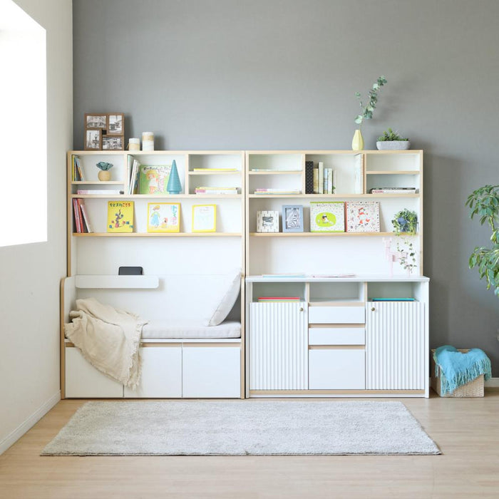 ローチェスト チェスト 子供用 お片付けラック オープンラック 引き出し収納 大容量 完成品 幅110cm キッズ 子供 ジュニア 収納 木製 おもちゃ箱 オープン かわいい