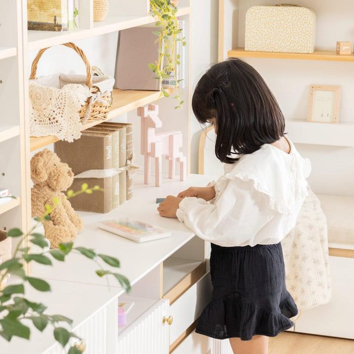 ローチェスト チェスト 子供用 お片付けラック オープンラック 引き出し収納 大容量 完成品 幅110cm キッズ 子供 ジュニア 収納 木製 おもちゃ箱 オープン かわいい