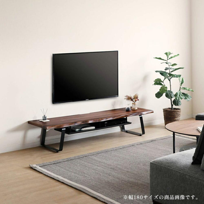 テレビ台 ローボード テレビボード 幅150 150cm 半完成品 耳付き ノタ面 収納 おしゃれ モダン アイアン脚 収納棚 天然木 木目 ウォールナット 無垢材 突板 ブラウン 茶 脚付き TV
