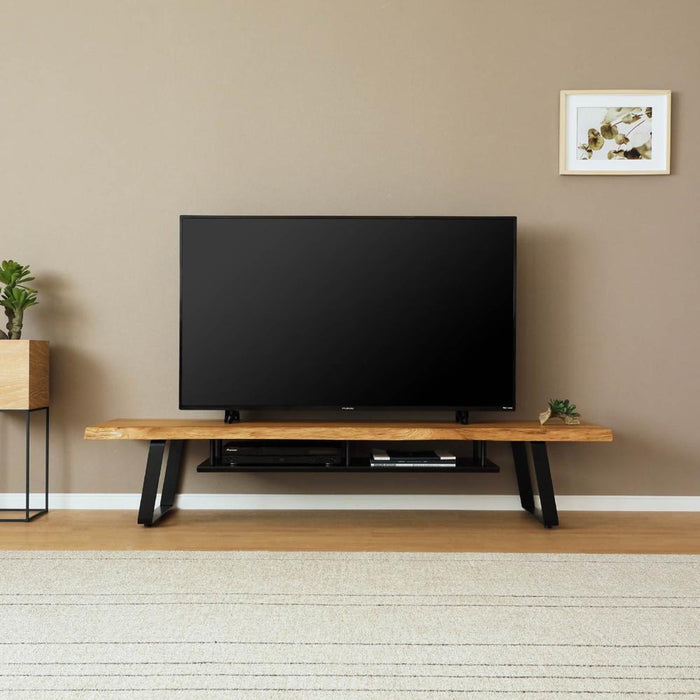 テレビ台 ローボード テレビボード 幅180 180cm 半完成品 耳付き ノタ面 収納 おしゃれ モダン アイアン脚 収納棚 天然木 木目 オーク 無垢材 突板 ベージュ ナチュラル 脚付き TV