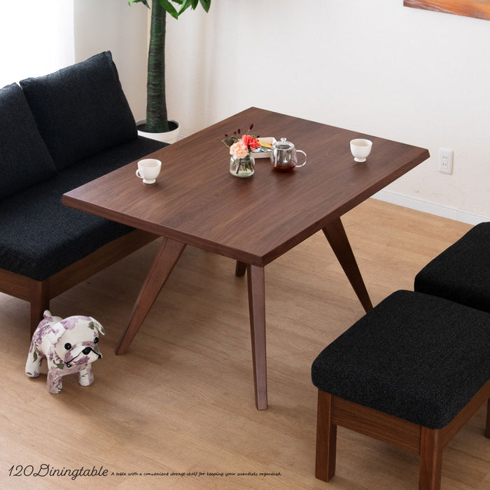 ダイニングテーブル 4人 幅120cm 収納 オーク ウォールナット 突板 北欧