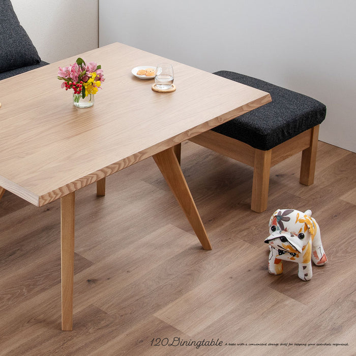 ダイニングテーブル 4人 幅120cm 収納 オーク ウォールナット 突板 北欧