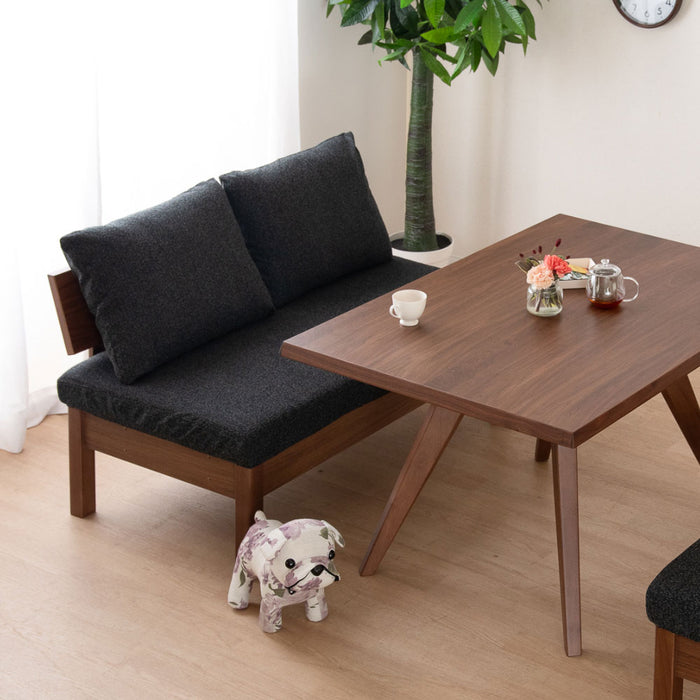 ダイニングベンチ 2人 幅120cm 突板 無垢材 ファブリック 北欧