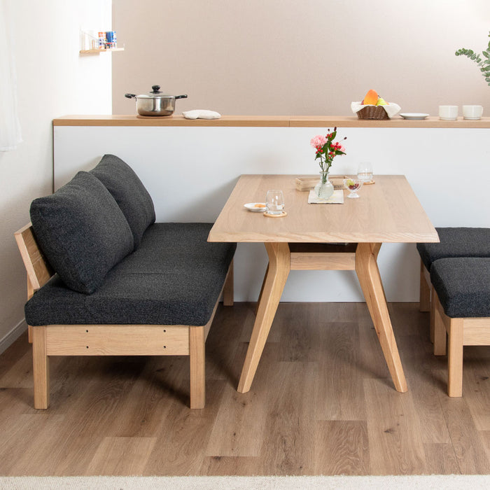ダイニングベンチ 2人 幅120cm 突板 無垢材 ファブリック 北欧
