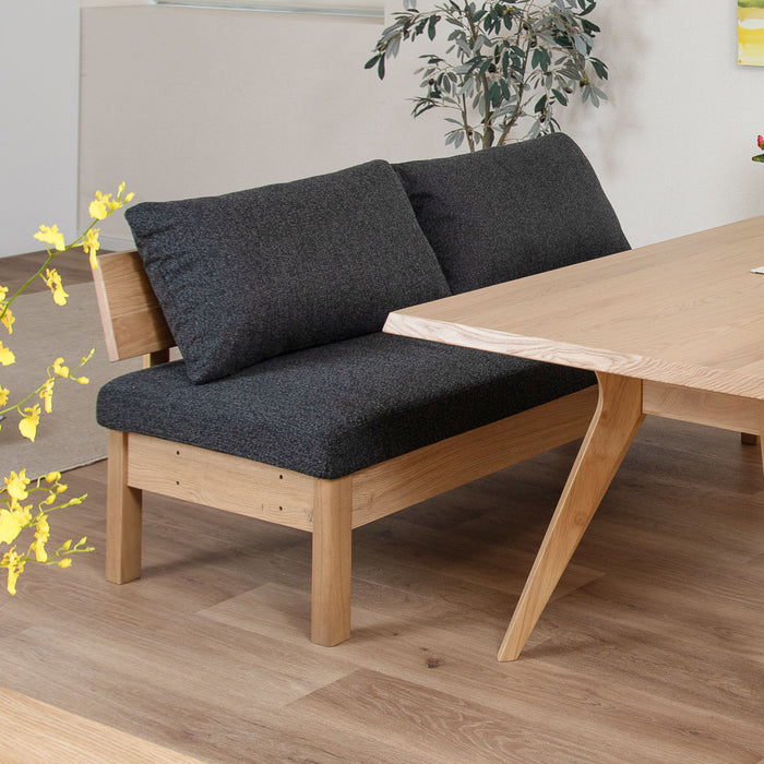 ダイニングベンチ 2人 3人 幅150cm 突板 無垢材 ファブリック 北欧