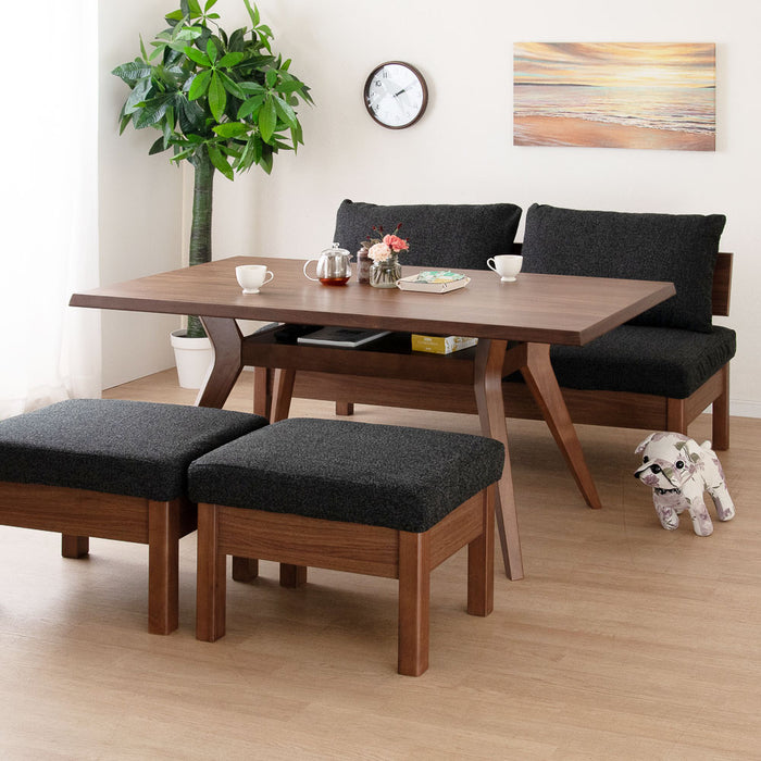 ダイニングベンチ 2人 3人 幅150cm 突板 無垢材 ファブリック 北欧