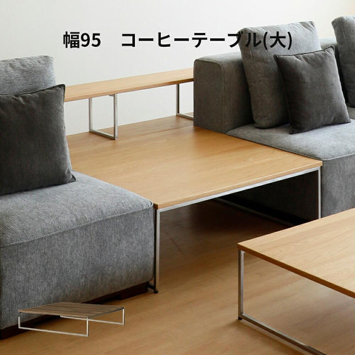 リビングテーブル センターテーブル ローテーブル 正方形 木製 幅95 高さ35 ステンレス 脚 テーブル オーク ウォールナット ベージュ ブラウン 北欧 在宅 テレワーク コーヒーテーブル
