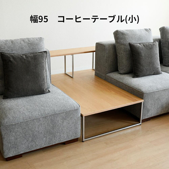 リビングテーブル センターテーブル ローテーブル 長方形 木製 幅95 高さ28 ステンレス 脚 テーブル オーク ウォールナット ベージュ ブラウン 北欧 在宅 テレワーク コーヒーテーブル