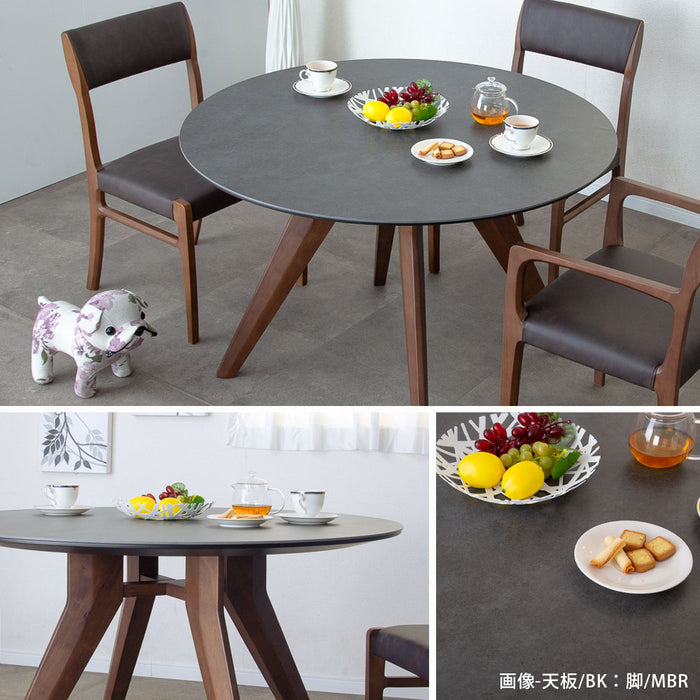 ダイニングテーブル 4人 幅110cm セラミック天板 丸テーブル 無垢材 北欧