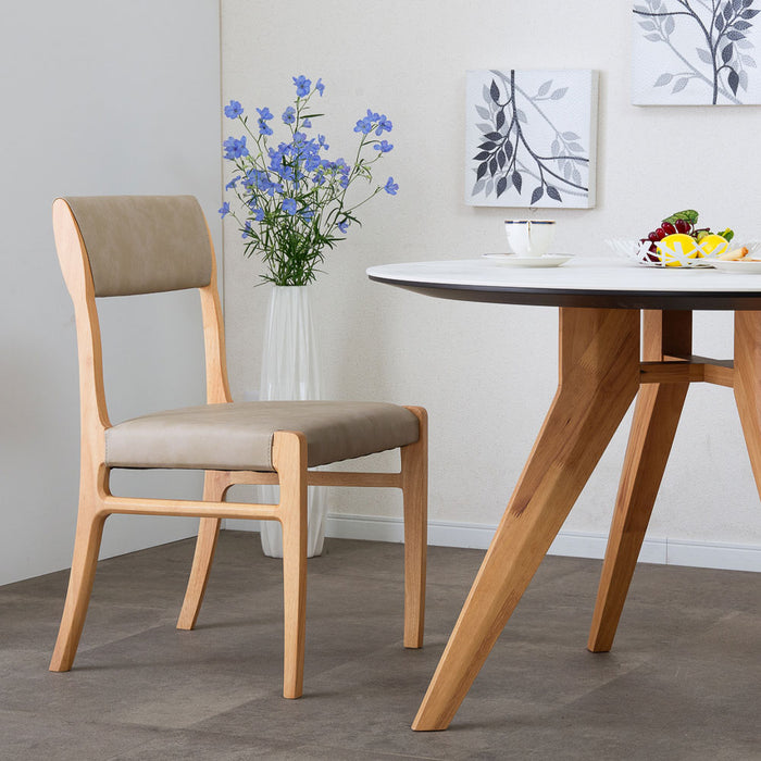 ダイニングチェア 2脚セット 幅47cm アームレス 無垢材 PVC 北欧