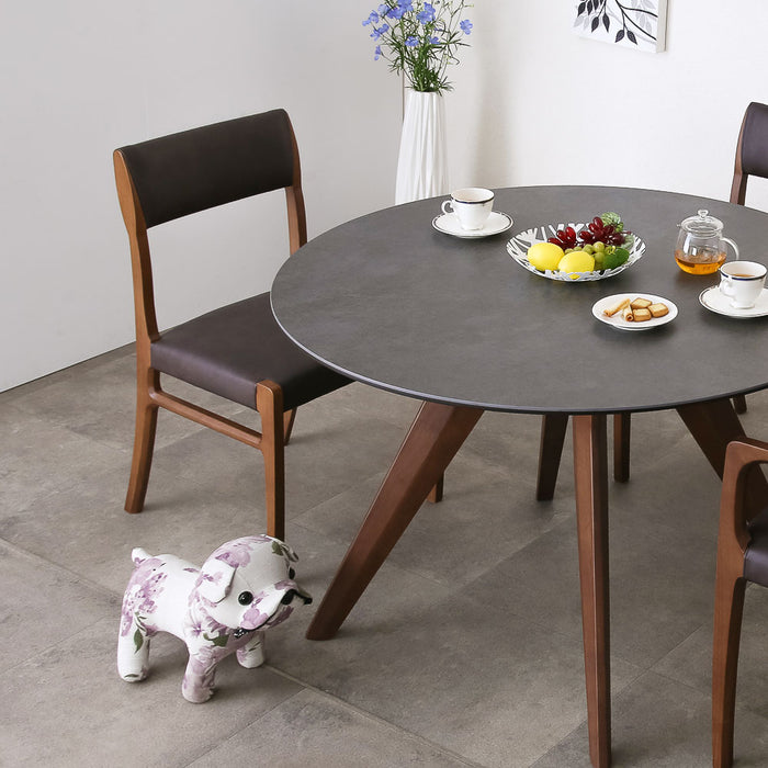 ダイニングチェア 2脚セット 幅47cm アームレス 無垢材 PVC 北欧