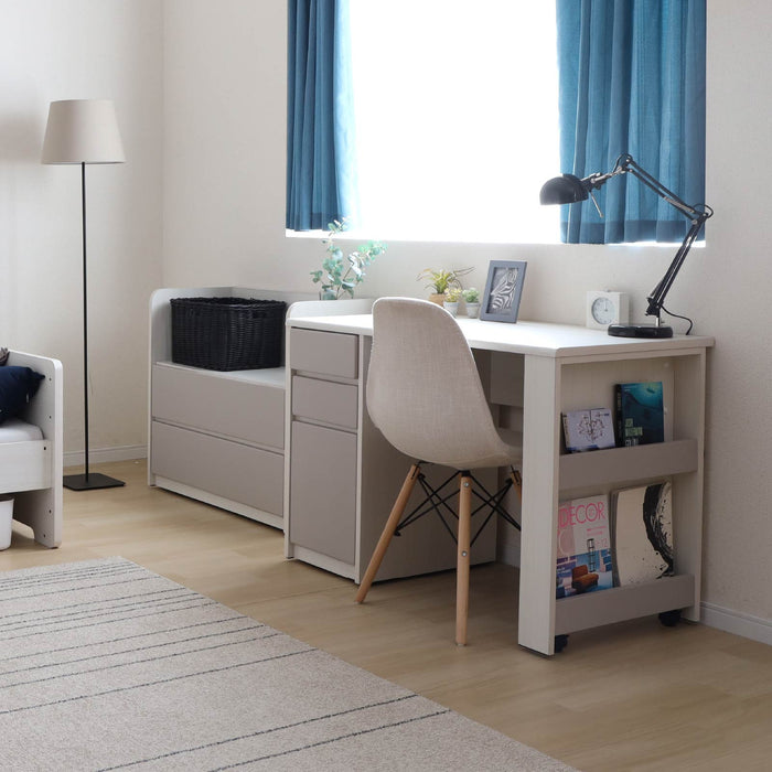 デスク 幅98cm 収納 キャスター付き 学習机 かわいい 子供 コンパクト ロフトベッド下 白