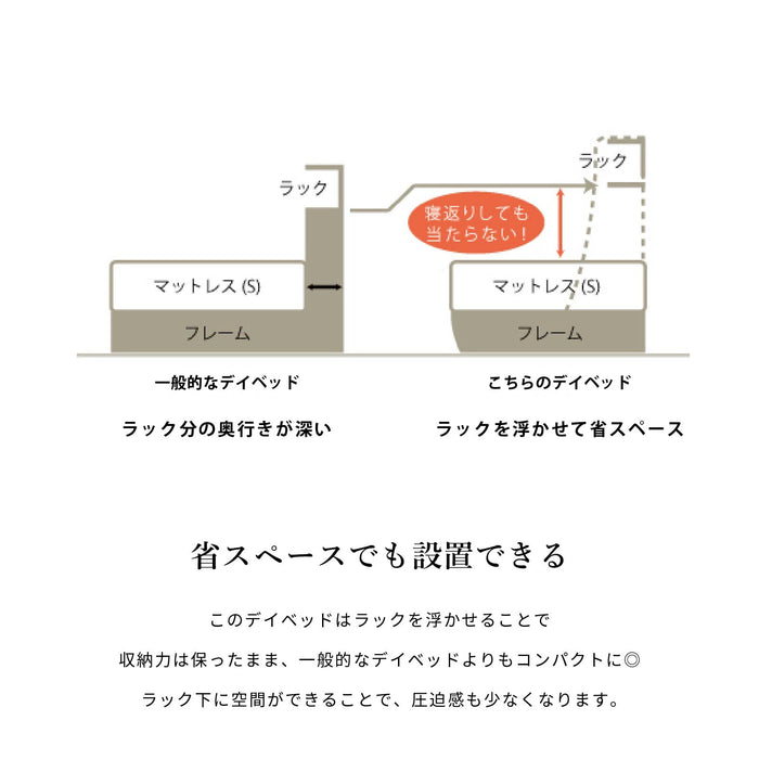 ベッドフレーム 幅200cm シングル 収納 オープン棚 一人 すのこ デイベッド 白 黒 ソファ