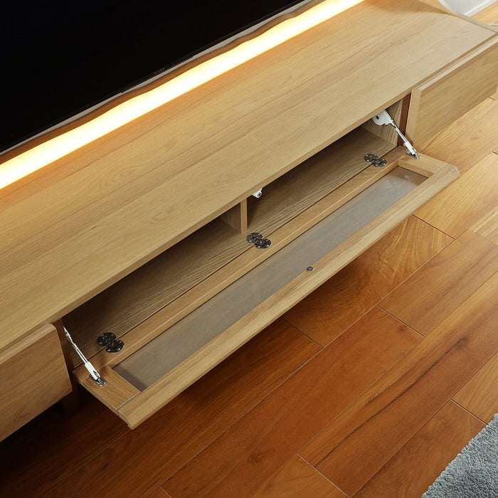 テレビボード 180cm ローボード オーク 無垢材 ステンレス脚 LED テレビ台 収納 高級