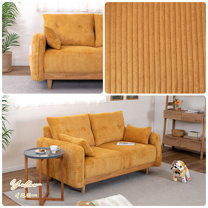 ソファ 2人 幅156cm コーデュロイ 2Pソファ 収納付き おしゃれ