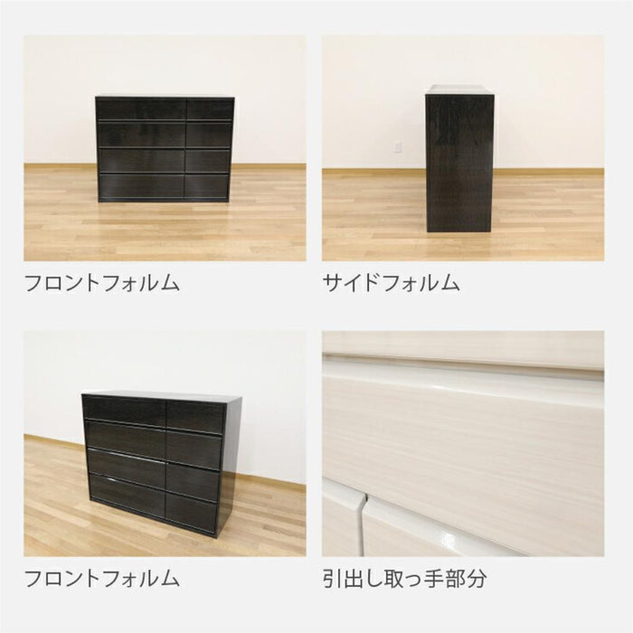 ローチェスト 完成品 白 ホワイト 白木目 幅 120 大容量 木製 洋服 収納 チェスト ロータイプ 引き出し タンス 衣類収納 箪笥 光沢 木目 つや ハイグロス 新生活 たんす フルオープンレール 寝室 子ども部屋 サンキ 送料無料