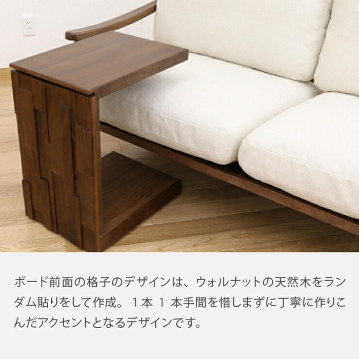 サイドテーブル キャスター付き おしゃれ 転倒防止 見えないタイヤ 高さ60cm 北欧 ミニテーブル コの字 スタイリッシュ 木製 無垢 雑誌 ウォールナット リビングテーブル 在宅 リモート テレワーク 新生活 サンキ 送料無料