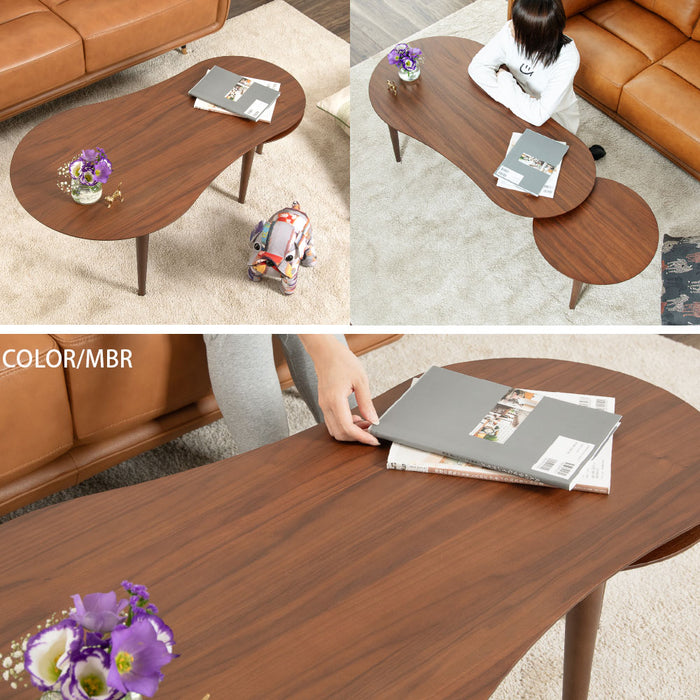 ローテーブル 幅110 143cm 伸長 丸テーブル ウォールナット オーク 突板 北欧