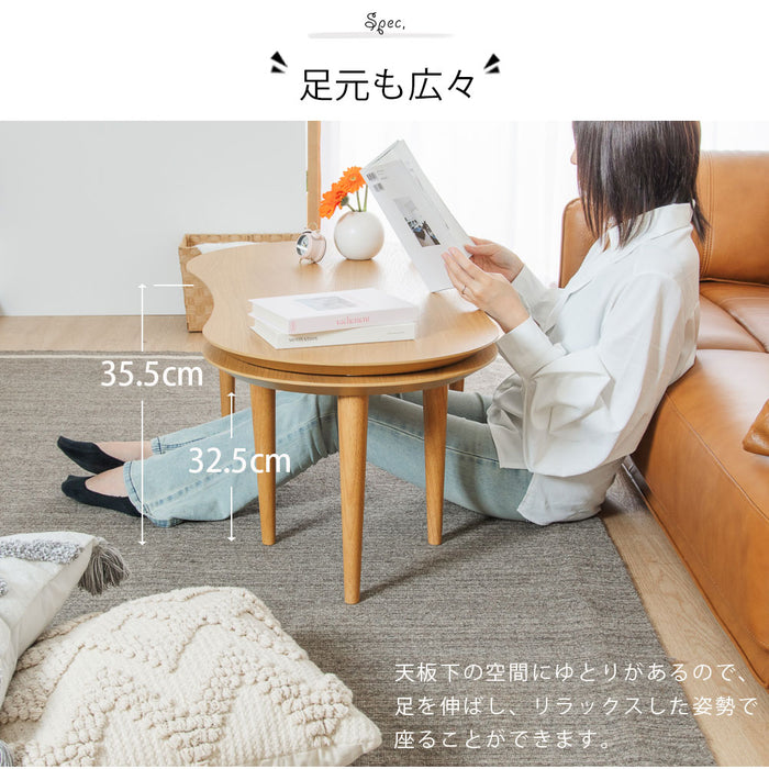 ローテーブル 幅110 143cm 伸長 丸テーブル ウォールナット オーク 突板 北欧
