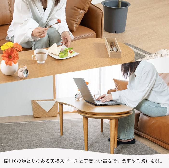 ローテーブル 幅110 143cm 伸長 丸テーブル ウォールナット オーク 突板 北欧