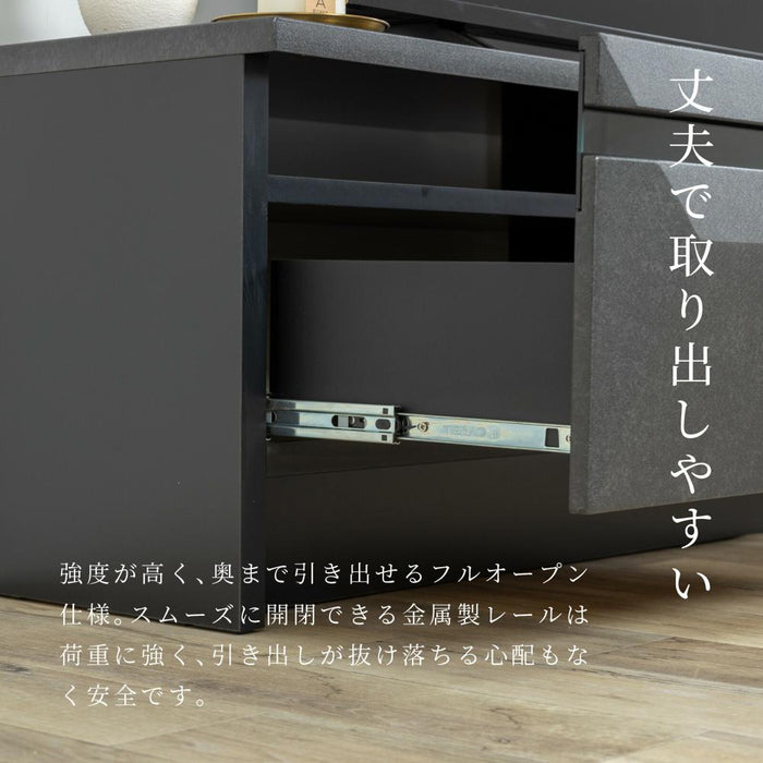 テレビ台 おしゃれ 幅 110 収納 ロータイプ 引き出し収納 テレビ台 ローボード モルタル セラミック リビングボード ガラス 北欧 シンプル ロータイプ テレビ デッキ収納 完成品 テレビラック フルオープンレール 新生活 送料無料