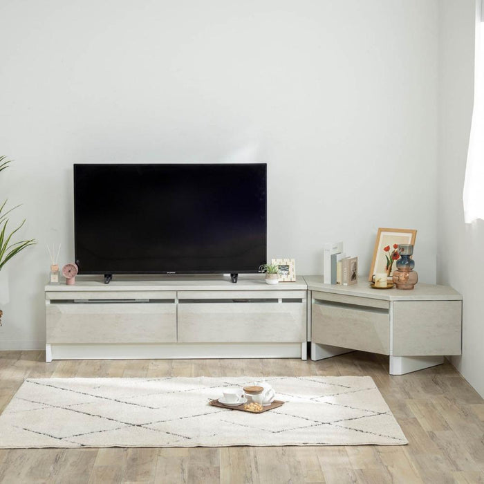 テレビ台 コーナー おしゃれ ローボード TV台 三角 テレビラック テレビボード セラミック リビングボード モルタル 収納 シンプル ロータイプ テレビ デッキ収納 完成品 テレビラック フルオープンレール 新生活 送料無料