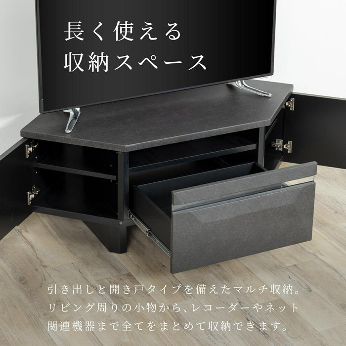 テレビ台 コーナー おしゃれ ローボード TV台 三角 テレビラック テレビボード セラミック リビングボード モルタル 収納 シンプル ロータイプ テレビ デッキ収納 完成品 テレビラック フルオープンレール 新生活 送料無料