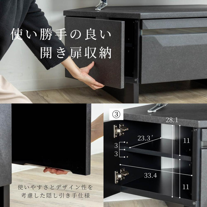 テレビ台 コーナー おしゃれ ローボード TV台 三角 テレビラック テレビボード セラミック リビングボード モルタル 収納 シンプル ロータイプ テレビ デッキ収納 完成品 テレビラック フルオープンレール 新生活 送料無料