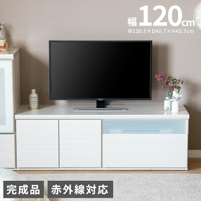 テレビボード ロータイプ 120 TV 台 白 ローボード おしゃれ 収納 組み立て 不要 コンパクト モダン シンプル 可動棚 小物入れ 木製 一人暮らし ハイグロス 白木目 鏡面 つや ナチュラル 開き戸 新生活 送料無料