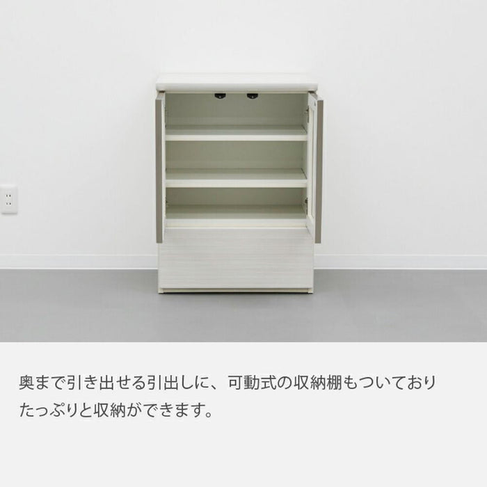 リビング収納 サイドボード おしゃれ 北欧 白 ホワイト 完成品 開き扉 リビングボード ガラス扉 幅 60 コンパクト キャビネット 組み立て 不要 ハイグロス 白木目 鏡面 つや ナチュラル 新生活 送料無料