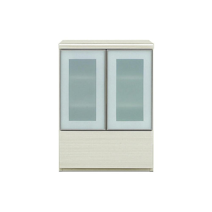 リビング収納 サイドボード おしゃれ 北欧 白 ホワイト 完成品 開き扉 リビングボード ガラス扉 幅 60 コンパクト キャビネット 組み立て 不要 ハイグロス 白木目 鏡面 つや ナチュラル 新生活 送料無料