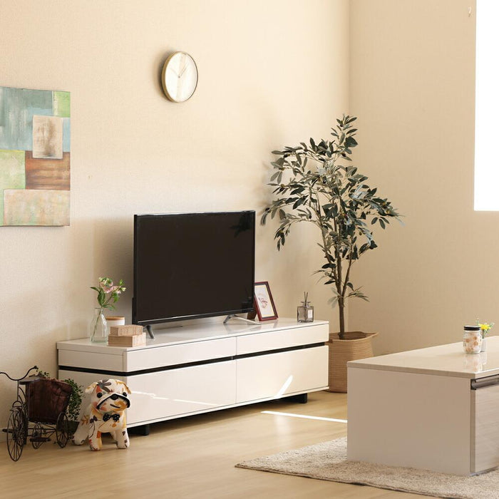 テレビ台 ローボード 白 150 テレビボード リビング ボード ロータイプ TV 台 収納 ホワイト 北欧 リビング収納 TVボード AV台 モダン シンプル おしゃれ デッキ収納 ハイグロス 光沢 鏡面 つや 引き出し 新生活 送料無料