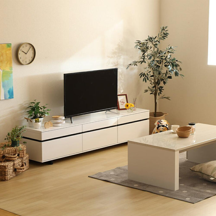 テレビボード ロータイプ 白 TV台 ローボード テレビ台 幅 180 TV 台 HDD 北欧 引き出し ホワイト リビングボード TVボード モダン シンプル おしゃれ デッキ収納 ハイグロス 光沢 鏡面 つや 新生活 送料無料