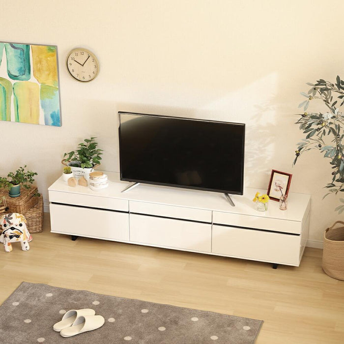 テレビボード ロータイプ 白 TV台 ローボード テレビ台 幅 180 TV 台 HDD 北欧 引き出し ホワイト リビングボード TVボード モダン シンプル おしゃれ デッキ収納 ハイグロス 光沢 鏡面 つや 新生活 送料無料