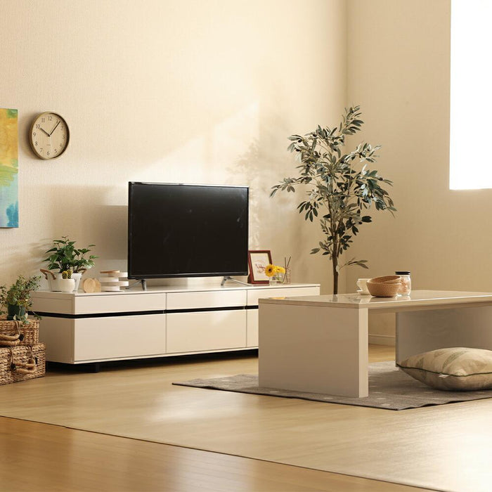 テレビボード ロータイプ 白 TV台 ローボード テレビ台 幅 180 TV 台 HDD 北欧 引き出し ホワイト リビングボード TVボード モダン シンプル おしゃれ デッキ収納 ハイグロス 光沢 鏡面 つや 新生活 送料無料