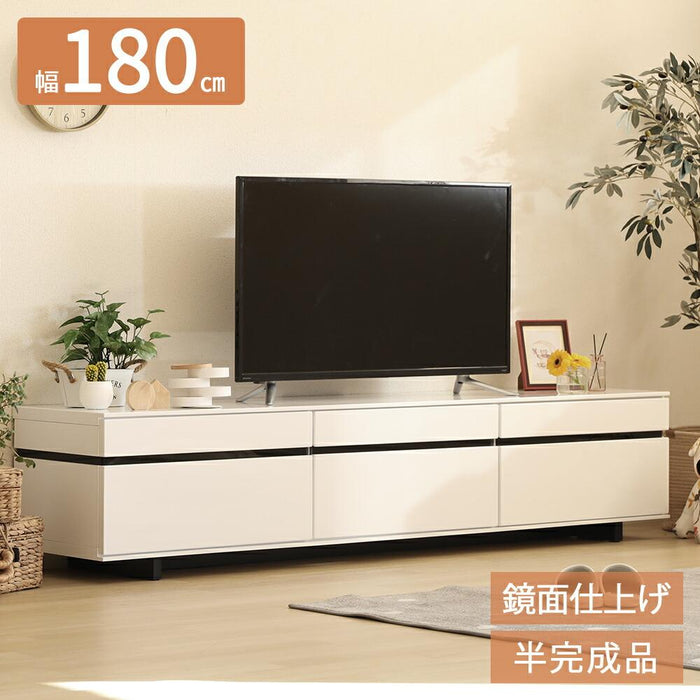 テレビボード ロータイプ 白 TV台 ローボード テレビ台 幅 180 TV 台 HDD 北欧 引き出し ホワイト リビングボード TVボード モダン シンプル おしゃれ デッキ収納 ハイグロス 光沢 鏡面 つや 新生活 送料無料