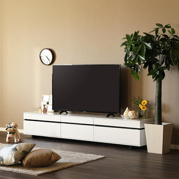 テレビ台 白 北欧 ローボード ロータイプ テレビボード リビングボード 幅 210 収納 TV 台 引き出し ホワイト モダン シンプル リビング収納 おしゃれ デッキ収納 木製 収納棚 ハイグロス 光沢 鏡面 52 インチ 新生活 送料無料