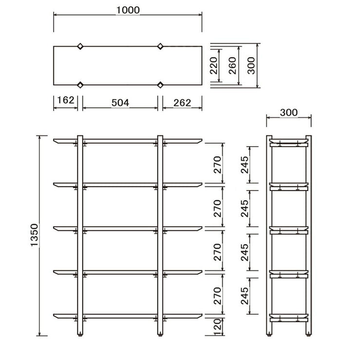 オープンラック  100cm シェルフ L字 収納   北欧  ウォールナット オーク