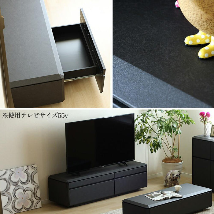 テレビボード テレビ台 幅 150 おしゃれ ロータイプ 引き出し 収納 大容量 セラミック調 黒 グレー ダークグレー TVラック TVボード リビング 収納 シンプル 高級 チェスト 配線 新生活 スタイリッシュ 送料無料