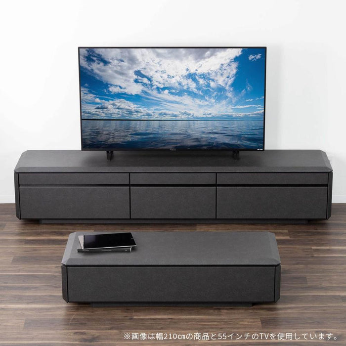 テレビボード テレビ台 幅 210 おしゃれ ロータイプ 引き出し 収納 大容量 セラミック調 黒 グレー ダークグレー TVラック TVボード リビング 収納 シンプル 高級 チェスト 新生活 スタイリッシュ フルオープンレール 送料無料