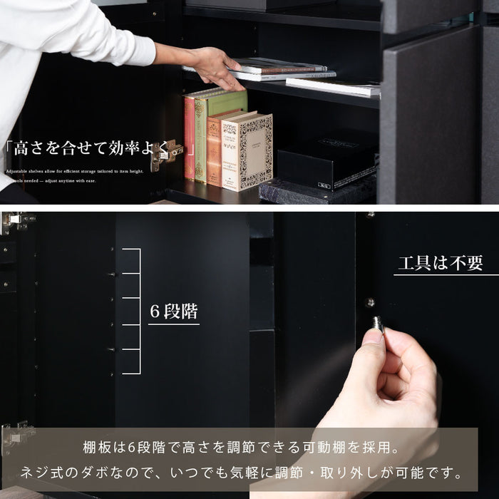 サイドボード 幅120 奥行43 高さ80 チェスト 収納 大容量 可動棚 リビング ベッド横 おしゃれ シンプル ストーン セラミック調 グレー ダークグレー 石目柄 黒 クール 新生活 スタイリッシュ チェスト リビング 送料無料