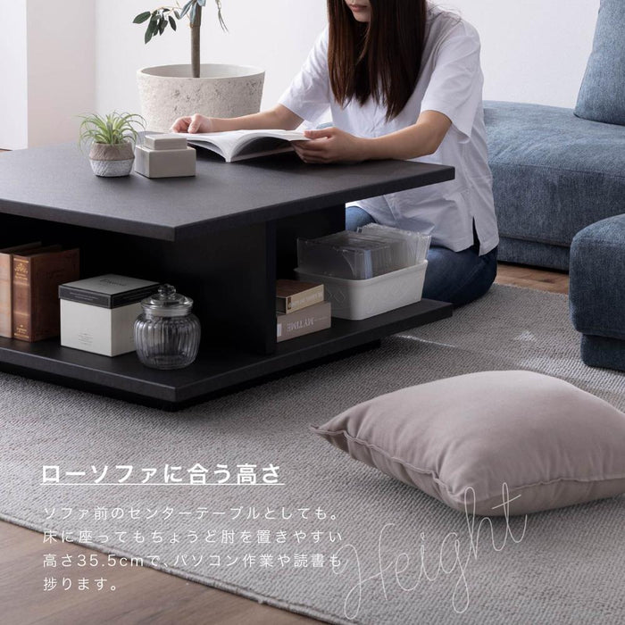 センターテーブル ローテーブル 黒 収納付き 幅80cm 正方形 ラック ブラック セラミック ウォールナット リビングテーブル 木製 収納 ナイトテーブル シンプル モダン デザイン棚 高級 スクエア 新生活 サンキ 送料無料