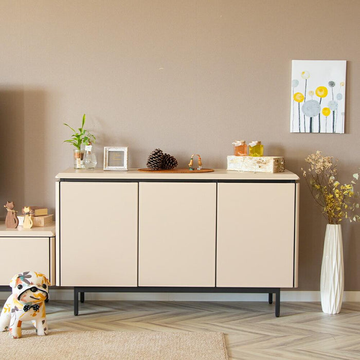 サイドボード リビングボード 120 TAUPE トープ くすみ グレー ベージュ 120cm 収納 棚 キャビネット 木製 おしゃ 収納 スチール アイアン 脚 テレビ ボード キッチン カウンター リビング ラック 幅120 高級感 脚付き