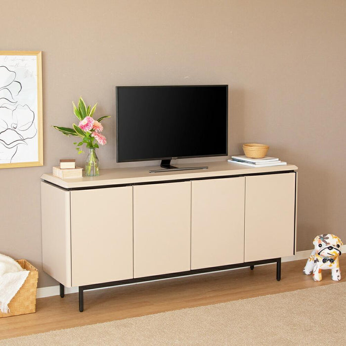 サイドボード リビングボード 150 TAUPE トープ くすみ グレー ベージュ 150cm 収納 棚 キャビネット 木製 おしゃ 収納 スチール アイアン 脚 テレビ ボード キッチン カウンター リビング ラック 幅150 高級感 脚付き